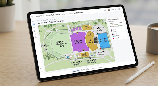 Dashboard móvil de Controlo mostrando ventas y accesos en tiempo real